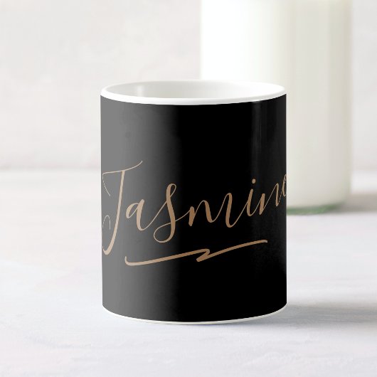 Modern Black Gold Feminine Script Name Koffiemok