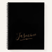 Modern Black Gold Feminine Script Name Notitieboek (Voorkant)