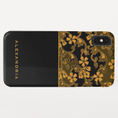 Modern Black & Gold Floral | Gepersonaliseerde naa Case-Mate iPhone Case (Achterkant (horizontaal))
