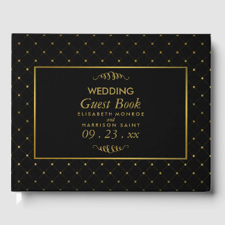 Modern Black & Gold Foil-effect Weddenschap Gastenboek