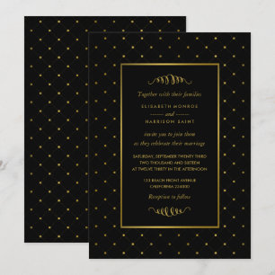 Modern Black & Gold Foil-effect Weddenschap Kaart