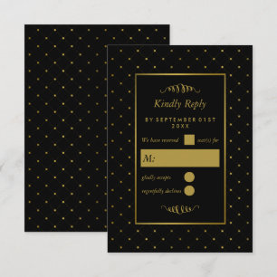 Modern Black & Gold Foil-effect Weddenschap RSVP Kaartje