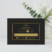 Modern Black & Gold Foil-effect Weddenschap RSVP Kaartje (Staand voorkant)