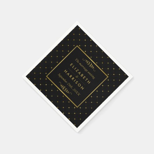 Modern Black & Gold Foil-effect Weddenschap Servet (Hoek)