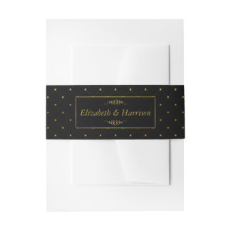 Modern Black & Gold Foil-effect Weddenschap Uitnodigingen Wikkel