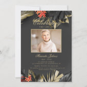 Modern Black Gold Funeral Photo Memorial Kaart (Voorkant)