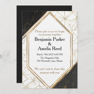 Modern Black Gold Geometric Wedding Invitation