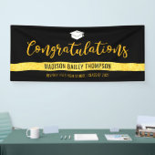 Modern Black Gold Glitter-Afstuderen Spandoek (Beurs)