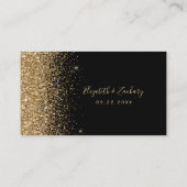 Modern Black Gold Glitter Edge Wedding Plaatskaartje (Achterkant)