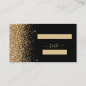 Modern Black Gold Glitter Edge Wedding Plaatskaartje (Voorkant)