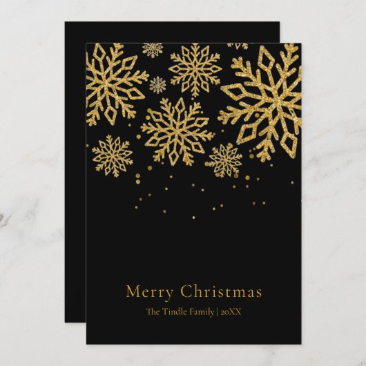 Modern Black Gold Glitter Script Christmas Feestdagenkaart (Voorkant / Achterkant)