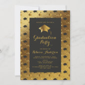 Modern Black Gold Graduation Party Kaart (Voorkant)