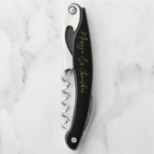 Modern Black Gold Hand Lettered Script Wedding Kurkentrekker (Voorkant)