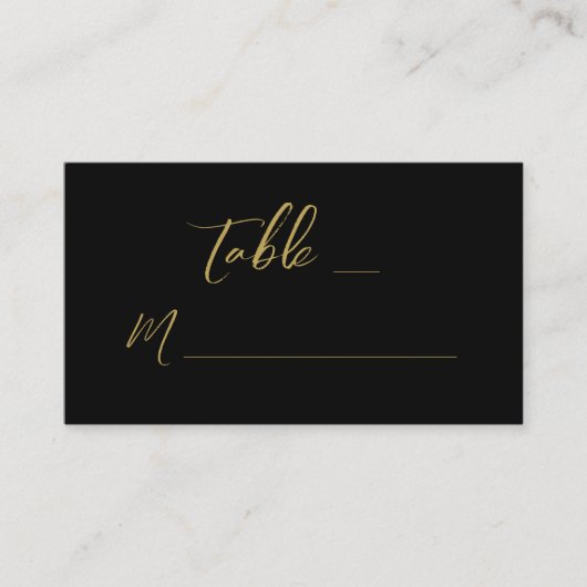 Modern Black Gold Hand Lettered Script Wedding Plaatskaartje (Voorkant)