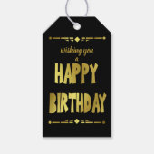 Modern Black Gold Happy Birthday Cadeaulabel (Voorkant)