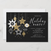 Modern Black & Gold Holiday Party Uitnodiging (Voorkant)