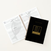 Modern Black Gold Initiaal Monogram Recipe Cookboo Notitieboek (Binnen)