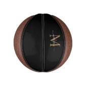 Modern Black Gold Monogram Feminine Girly Script Basketbal (Verticaal)