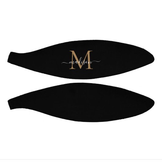 Modern Black Gold Monogram Feminine Girly Script Basketbal (Panelen)