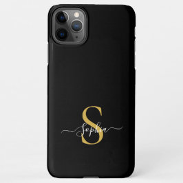 Modern Black Gold Monogram stijlvolle scriptnaam iPhone 11Pro Max Hoesje
