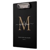 Modern Black Gold Monogram stijlvolle scriptnaam Klembord (Links)