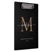 Modern Black Gold Monogram stijlvolle scriptnaam Klembord (Rechts)