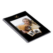 Modern Black Gold Monogrammed Notitieboek (Rechterzijde)