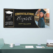Modern Black Gold Photo Class of Afstuderen Banner (Beurs)