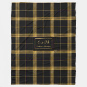 Modern Black Gold Plaid Custom Name Blanket Fleece Deken (Voorkant)