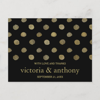 Modern Black & Gold Polka Dots Weddenschap Harteli Briefkaart