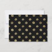 Modern Black & Gold Polka Dots Weddenschap RSVP (Achterkant)