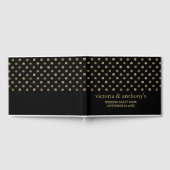 Modern Black & Gold Polka Dots Wedding Gastenboek (Volledig)
