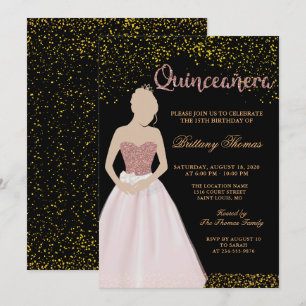 Modern Black & Gold Quinceanera 15e verjaardag Kaart
