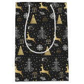 Modern Black Gold Reindekerst Medium Cadeauzakje (Voorkant)