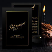 Modern Black Gold Retirement Party Kaart