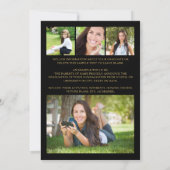 Modern Black Gold Script 5 Photo-Afstuderen Aankondiging (Achterkant)