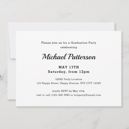 Modern Black Gold Script Photo Graduparty Kaart (Achterkant)