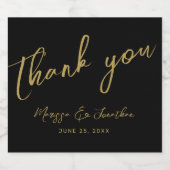 Modern Black Gold Script Weddenschap Hartelijk dan Sparkling Wijnetiket (Enkel label)