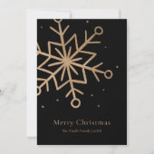 Modern Black Gold Snow Flake Script Christmas Feestdagenkaart (Voorkant)