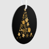 Modern Black Gold Snowflakes kerstboom Ornament (voorkant)