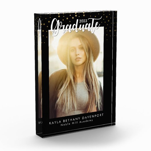 Modern Black Gold Stars Afstuderen Keepomwille Fotoblokken (Links)