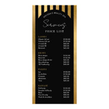 Modern Black & Gold Stripes Salon Price List Menu
