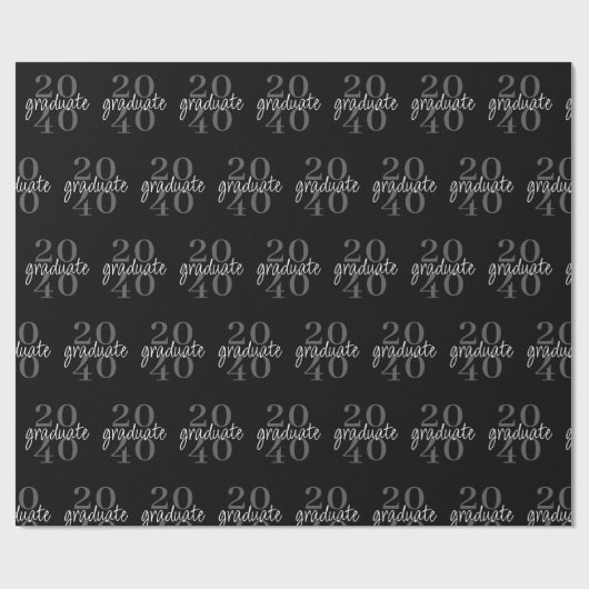 Modern Black Graduation Year Custom Gift Cadeaupapier (Vlak)