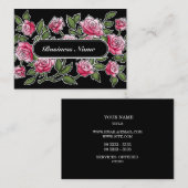 Modern Black Graphic Square Floral Visitekaartje (Voorkant / Achterkant)