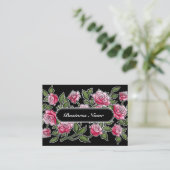 Modern Black Graphic Square Floral Visitekaartje (Staand voorkant)