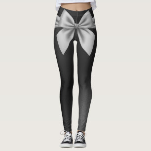 Modern Black Grey Bow Stijlvol Leggings