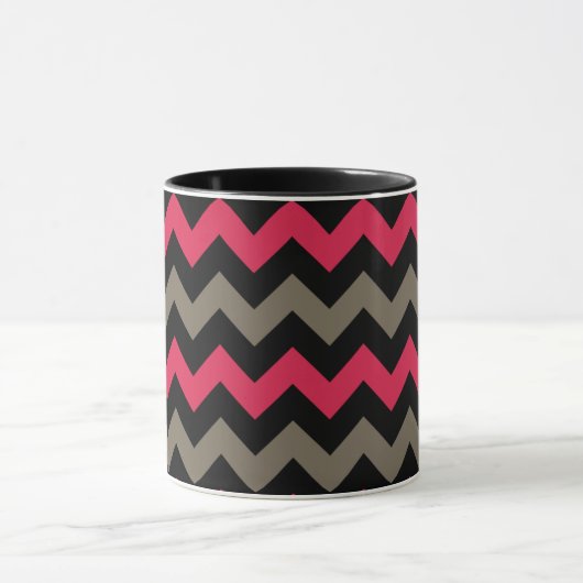 Modern Black Grey Chevron Pattern Mok (Midden)