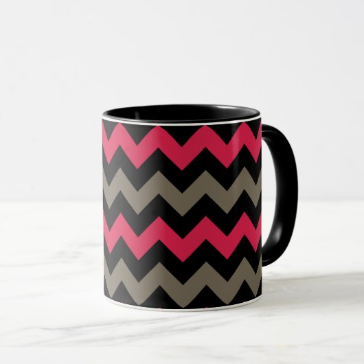 Modern Black Grey Chevron Pattern Mok (Voorkant rechts)
