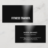 Modern Black Grey Fitness Trainer Visitekaartje (Voorkant / Achterkant)
