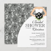 Modern Black Grey floral Bride Vrijgezellenfeest Kaart (Voorkant / Achterkant)